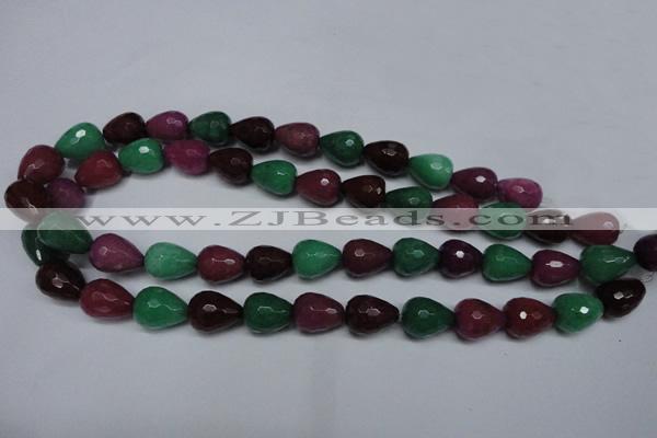 CCN2142 15.5 inches 12*16mm faceted teardrop candy jade beads