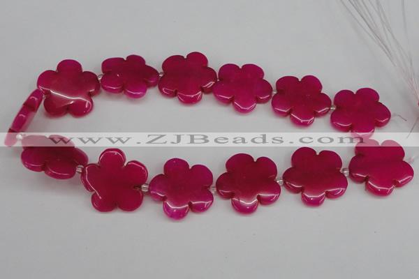 CCN2352 15.5 inches 30mm carved flower candy jade beads wholesale