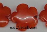 CCN2353 15.5 inches 30mm carved flower candy jade beads wholesale