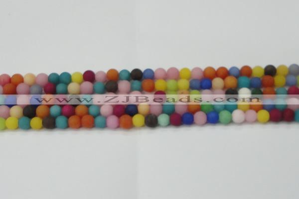 CCN2552 15.5 inches 6mm round mixed color matte candy jade beads