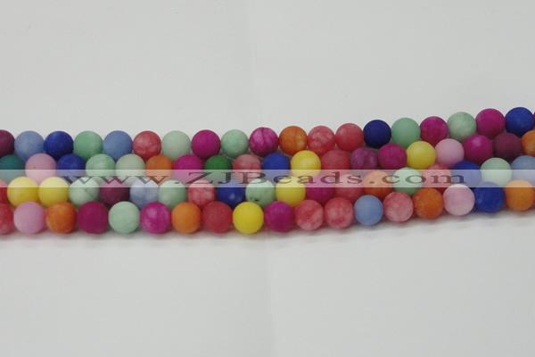 CCN2554 15.5 inches 10mm round mixed color matte candy jade beads