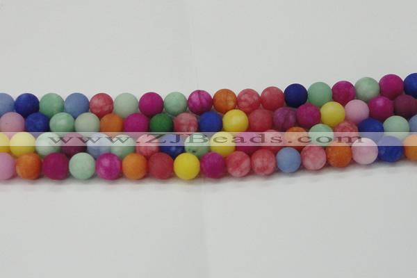 CCN2555 15.5 inches 12mm round mixed color matte candy jade beads