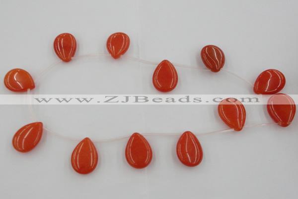 CCN2705 Top-drilled 18*25mm flat teardrop candy jade beads