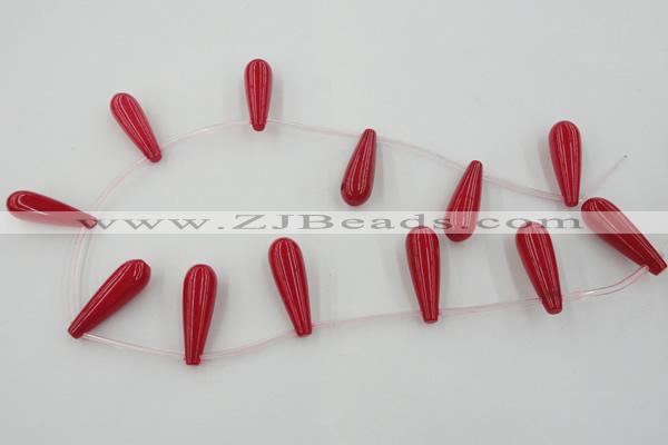 CCN2734 Top-drilled 10*30mm teardrop candy jade beads wholesale