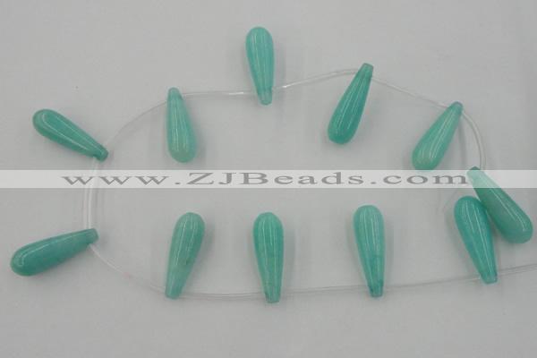 CCN2737 Top-drilled 10*30mm teardrop candy jade beads wholesale