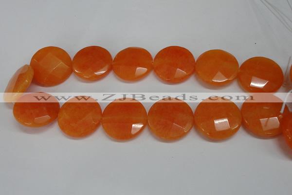 CCN281 15.5 inches 30mm faceted coin candy jade beads wholesale