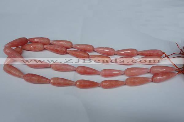 CCN2882 15.5 inches 10*30mm faceted teardrop candy jade beads
