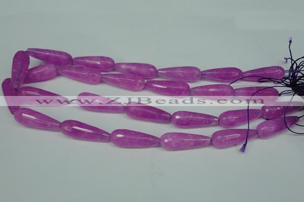CCN2885 15.5 inches 10*30mm faceted teardrop candy jade beads
