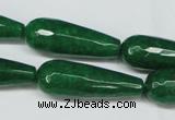 CCN2888 15.5 inches 10*30mm faceted teardrop candy jade beads