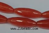 CCN2910 15.5 inches 10*30mm faceted rice candy jade beads