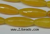 CCN2913 15.5 inches 10*30mm faceted rice candy jade beads