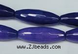 CCN2914 15.5 inches 10*30mm faceted rice candy jade beads