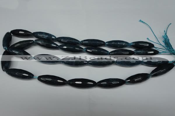 CCN2915 15.5 inches 10*30mm faceted rice candy jade beads