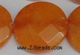 CCN302 15.5 inches 35mm faceted coin candy jade beads wholesale