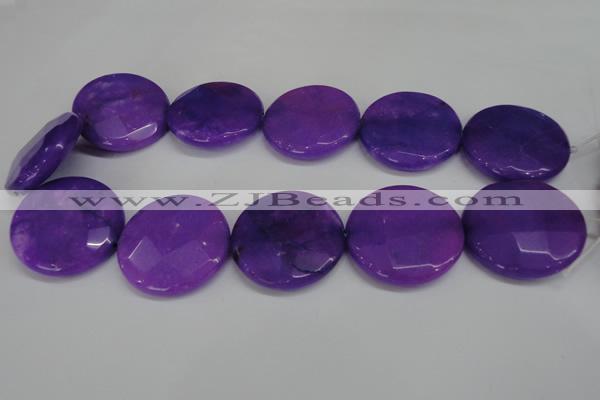 CCN306 15.5 inches 35mm faceted coin candy jade beads wholesale