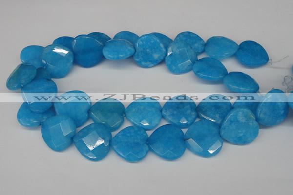 CCN377 15.5 inches 25*25mm faceted heart candy jade beads wholesale