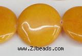 CCN3840 15.5 inches 30mm flat round candy jade beads wholesale