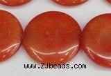 CCN3841 15.5 inches 30mm flat round candy jade beads wholesale