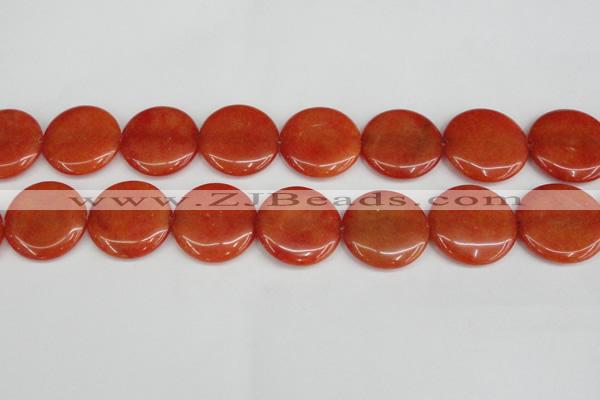 CCN3841 15.5 inches 30mm flat round candy jade beads wholesale