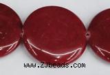 CCN3843 15.5 inches 30mm flat round candy jade beads wholesale