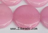 CCN3851 15.5 inches 35mm flat round candy jade beads wholesale