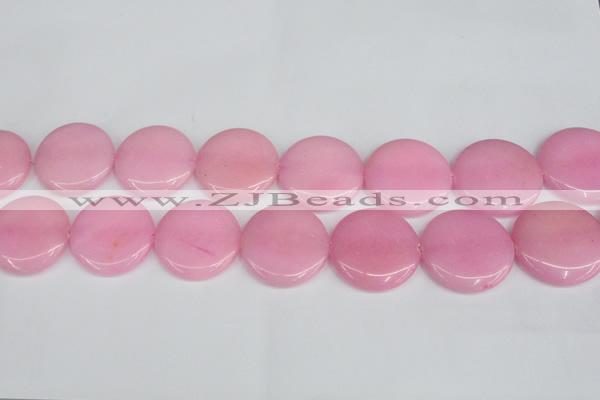 CCN3851 15.5 inches 35mm flat round candy jade beads wholesale