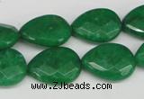 CCN388 15.5 inches 15*20mm faceted flat teardrop candy jade beads