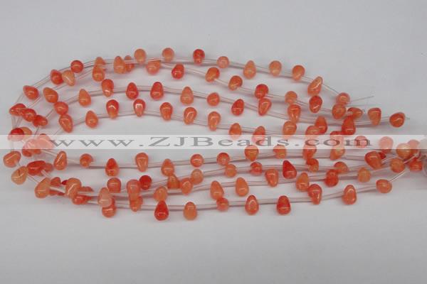 CCN433 15.5 inches Top-drilled 6*9mm teardrop candy jade beads