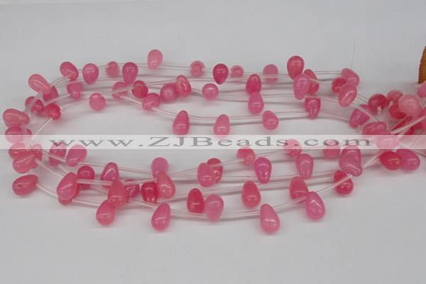 CCN450 15.5 inches Top-drilled 8*12mm teardrop candy jade beads