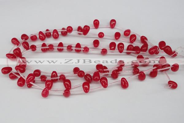 CCN452 15.5 inches Top-drilled 8*12mm teardrop candy jade beads