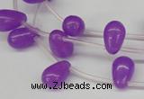 CCN453 15.5 inches Top-drilled 8*12mm teardrop candy jade beads