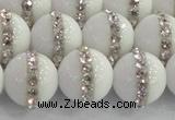 CCN4603 15.5 inches 12mm round candy jade with rhinestone beads