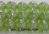 CCN4623 15.5 inches 12mm round candy jade with rhinestone beads