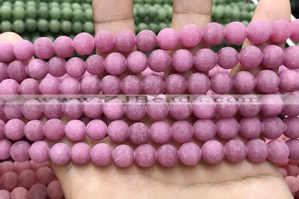 CCN5593 15 inches 8mm round matte candy jade beads Wholesale