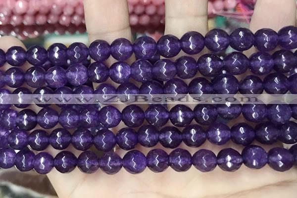 CCN5737 15 inches 8mm faceted round candy jade beads