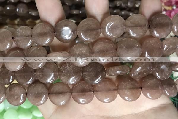 CCN5866 15 inches 15mm flat round candy jade beads Wholesale