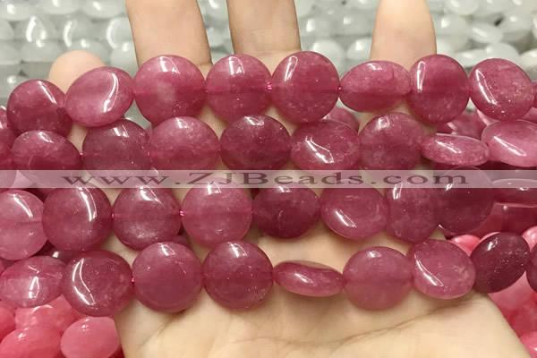 CCN5882 15 inches 15mm flat round candy jade beads Wholesale
