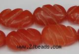 CCN682 15.5 inches 15*23mm carved oval candy jade beads wholesale