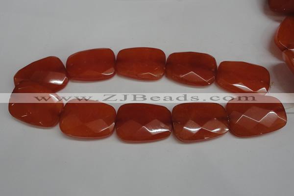 CCN701 15.5 inches 30*40mm faceted trapezoid candy jade beads