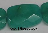 CCN709 15.5 inches 30*40mm faceted trapezoid candy jade beads