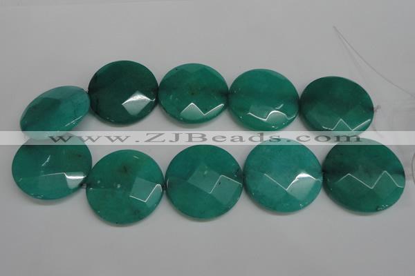 CCN715 15.5 inches 40mm faceted coin candy jade beads