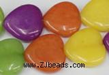 CCN728 15.5 inches 20*20mm heart candy jade beads wholesale