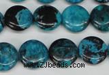 CCO176 15.5 inches 14mm flat round dyed natural chrysotine beads