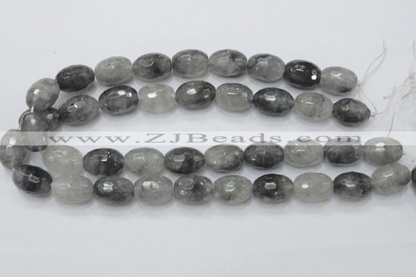 CCQ102 15.5 inches 15*20mm faceted egg-shaped cloudy quartz beads