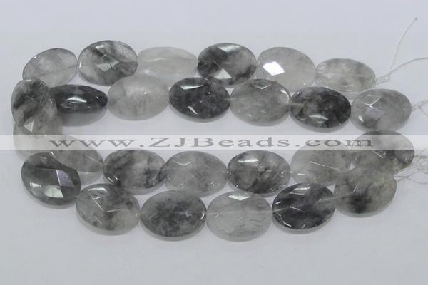 CCQ157 15.5 inches 24*30mm faceted oval cloudy quartz beads wholesale