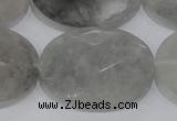 CCQ160 15.5 inches 25*35mm faceted oval cloudy quartz beads wholesale