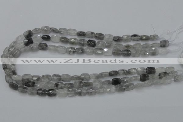 CCQ184 15.5 inches 8*10mm faceted rectangle cloudy quartz beads