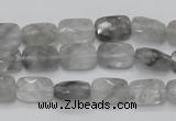 CCQ185 15.5 inches 8*12mm faceted rectangle cloudy quartz beads