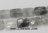 CCQ186 15.5 inches 10*14mm faceted rectangle cloudy quartz beads