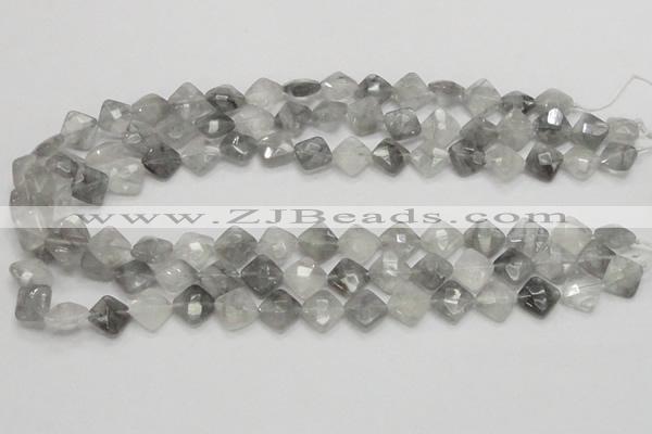 CCQ208 15.5 inches 10*10mm faceted diamond cloudy quartz beads